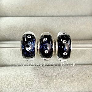 3 Pandora Midnight Blue Effervescence Muranos